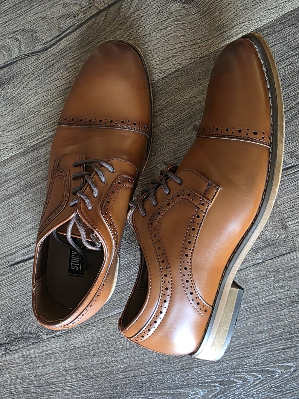 Stacy Adams Tan Leather Wingtip Oxfords